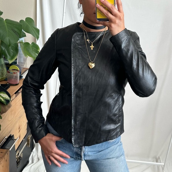 VINCE WOMEN’S LEATHER MOTO JACKET Asymmetrical Zip Fitted Size/M~ Orig. $1195 - Picture 12 of 13